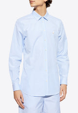Moschino Goose Embroidery Striped Shirt Light Blue J0223 0232 2303