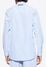 Moschino Goose Embroidery Striped Shirt Light Blue J0223 0232 2303