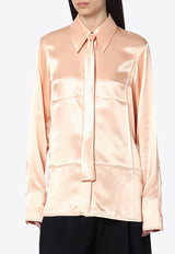 Jil Sander Tie-Neck Buttoned Shirt Pink J03DL0183J66147/Q_JILSA-679