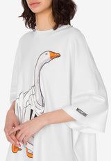 Moschino Goose Print Oversized T-shirt Dress White J0451 5542 1001
