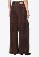 GANNI High-Waist Wide-Leg Jeans Brown J17376777/R_GAN-979