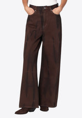 GANNI High-Waist Wide-Leg Jeans Brown J17376777/R_GAN-979