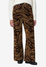 GANNI Zebra Print Baggy Jeans Green J18796980/R_GAN-894