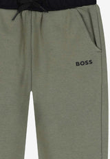 Hugo Boss Kids Boys Paneled Track Pants Green J52290/724_GREEN