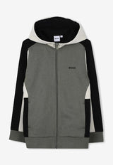 Hugo Boss Kids Boys Colorblocked Zip-Up Hoodie Green J52322/724_GREEN