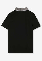 Hugo Boss Kids Boys Houndstooth Collar Polo T-shirt Black J52341/09B_BLACK