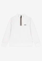 Hugo Boss Kids Boys Half-Zip Logo Sweatshirt White J52359/10P_WHITE