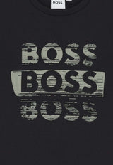 Hugo Boss Kids Boys Repeated Logo Print T-shirt Black J52366/09B_BLACK