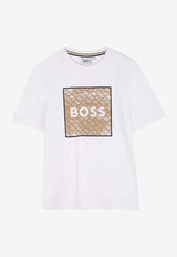 Hugo Boss Kids Boys Monogram Print T-shirt White J52370/10P_WHITE