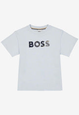 Hugo Boss Kids Boys Fancy Logo Print T-shirt Light Blue J52372/791_LIGHT BLUE