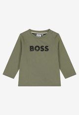 Hugo Boss Kids Baby Boys Logo Print Long-Sleeved T-shirt Green J52467/724_GREEN