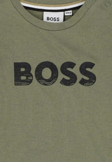 Hugo Boss Kids Baby Boys Logo Print Long-Sleeved T-shirt Green J52467/724_GREEN