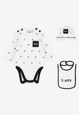 Hugo Boss Kids Baby Boys Logo Print Onesie Gift Set - Set of 3 White J52490/10P_WHITE