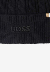 Hugo Boss Kids Boys Cable-Knit Scarf Black J52634/09B_BLACK