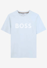 Hugo Boss Kids Boys Logo Print T-shirt Light Blue J52711/791_LIGHT BLUE