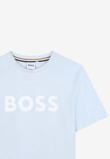 Hugo Boss Kids Boys Logo Print T-shirt Light Blue J52711/791_LIGHT BLUE