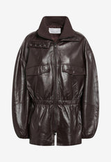 The Frankie Shop Plum Carnaby Leather Jacket Plum JAFS21487LE/S_THE-287