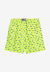 MC2 Saint Barth Kids Boys Jean Sharks Print Swim Shorts Yellow JEA000401821H/Q_MC2-94