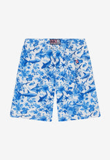 MC2 Saint Barth Kids Boys Jean Sharks Print Swim Shorts Blue JEA000601024H/Q_MC2-01