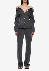 Paris Georgia Jemimah Denim Fitted Jacket Gray JEMDJ001-CHA_CHARCOAL