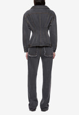 Paris Georgia Jemimah Denim Fitted Jacket Gray JEMDJ001-CHA_CHARCOAL