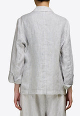 LOVE Binetti Noto Striped Linen Blazer Gray JK 477 Noto_STRIPES