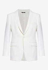 Tom Ford Single-Breasted Blazer in Wool and Silk White JLMH01-WSS63 WAB
