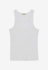Ribbed Tank Top with Contrasting-Logo