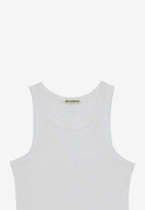 Ribbed Tank Top with Contrasting-Logo