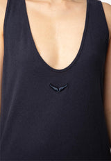 Zadig & Voltaire Deva V-neck Maxi Dress Navy JWDR01079_NAVY