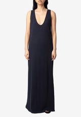 Zadig & Voltaire Deva V-neck Maxi Dress Navy JWDR01079_NAVY