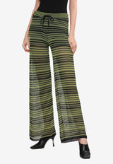 GANNI Sheer Lace Stripe Pants Multicolor K2494_BLACK