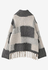 GANNI Paneled Wool Fringed Sweater Multicolor K2508_MULTI COLO