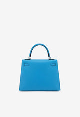 Hermès Kelly 25 Sellier Verso in Bleu Frida and Bleu Roy Madame Leather with Palladium Hardware