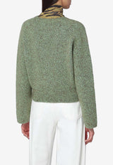 GANNI Wool-Blend V-neck Sweater Green K26212731/R_GAN-753