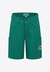 Kenzo Kids Boys Leaf Logo Patch Bermuda Shorts Dark Green K60906/674_DARK GREEN