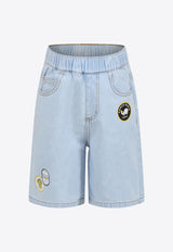 Kenzo Kids Boys Fruit Stickers Print Denim Shorts Denim K60907/Z74_DENIM