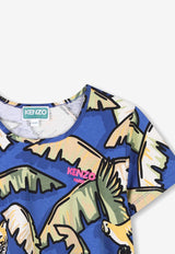 Kenzo Kids Girls Jungle Print T-shirt Blue K60914/829_BLUE MULTI