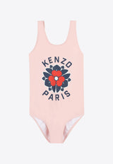 Kenzo Kids Girls Flower Print One-Piece Swimsuit Pink K60981/45Z_ROSE