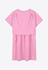 Kenzo Kids Girls Graphic Logo Print Dress Pink K61029/465_PINK