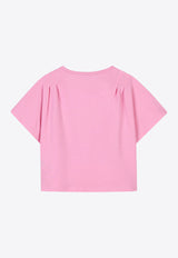 Kenzo Kids Girls Graphic Logo Print Cropped T-shirt Pink K61065/465_PINK