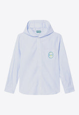 Kenzo Kids Boys Logo Patch Hooded Striped Shirt Light Blue K61093-ACO/Q_KENZO-77L