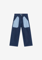 Kenzo Kids Boys Logo Patch Straight-Leg Jeans Blue K61098-ADE/Q_KENZO-Z25
