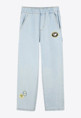 Kenzo Kids Boys Fruity Stickers Print Jeans Denim K61101/Z74_DENIM