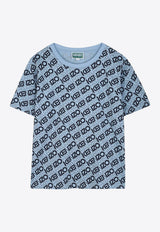 Kenzo Kids Boys All-Over Logo Print T-shirt K61143/789_LIGHT BLUE