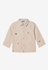 Kenzo Kids Girls Striped Denim Jacket Beige K61175-BDE/Q_KENZO-21G