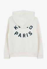 Kenzo Kids Boys Logo Embroidered Zip-Up Hoodie K61176/117_OFF-WHITE