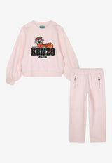 Kenzo Kids Girls Happy Tiger Track Suit Pink K61335/46M_PINK
