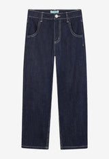 Kenzo Kids Boys Logo Embroidered Straight Jeans Blue K61401/Z35_DENIM