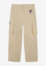 Kenzo Kids Boys Logo Patch Cargo Pants Beige K61403/249_STONE